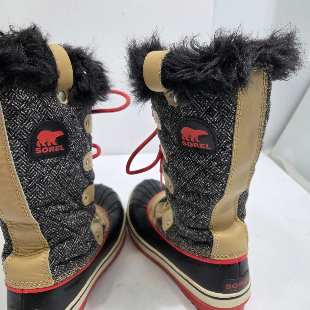 Sorel Tofino‎ Herringbone Boots Waterproof Fur Top Size 7.5 Gorpcore Winter Snow
